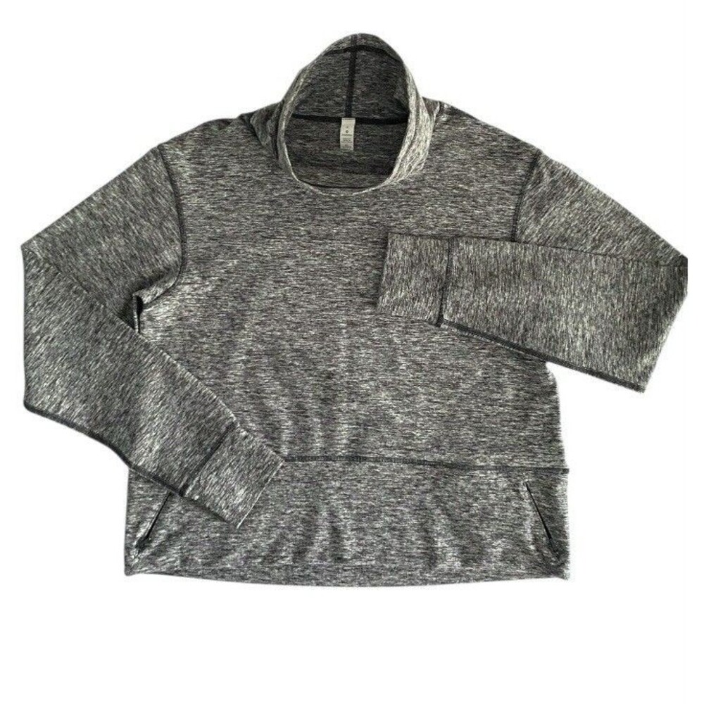 Lululemon 6 Ready to Rulu Fleece Pullover Heathered Black Funnel Neck COZY